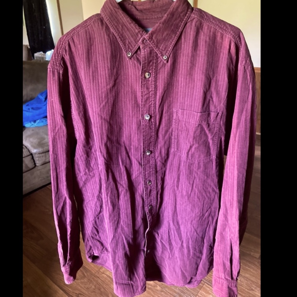 Burgundy Micro Ribbed Button Up